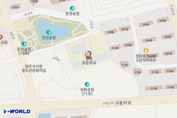 청주성화초등학교 위치 지도 — 충청북도 청주시 서원구 신화로 22