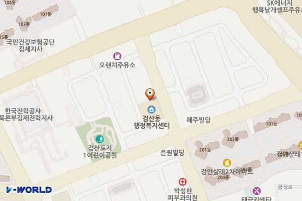 (급속)김제 검산동 행정복지센터 위치 지도 — 전북특별자치도 김제시 검산택지길 34
