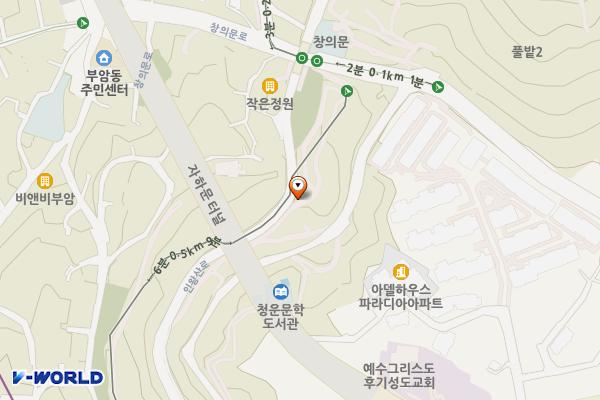 인왕산 청운지구(1)(서시정 화장실) 위치 지도 — 서울특별시 종로구 청운동 7-2