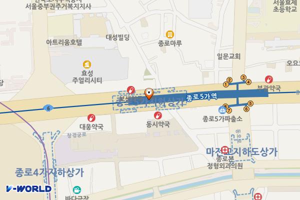 종오지하상가 화장실 위치 지도 — 서울특별시 종로구 종로 지하 200