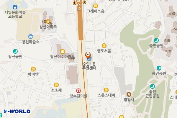 숭인1동 주민센터 위치 지도 — 서울특별시 종로구 지봉로 86
