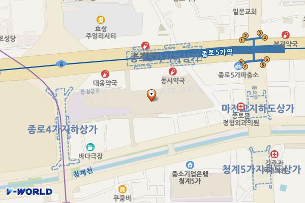 광장시장 3층 광장직물부 위치 지도 — 서울특별시 종로구 창경궁로 88
