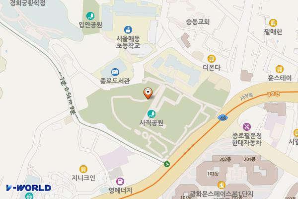 사직단 공중화장실(사직공원) 위치 지도 — 서울특별시 종로구 사직동 1-28