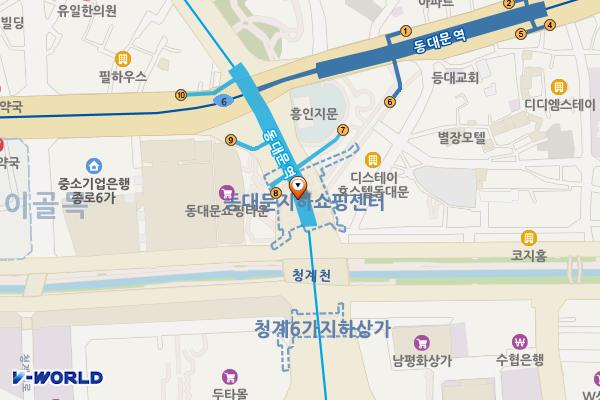 동대문지하상가 화장실 위치 지도 — 서울특별시 종로구 율곡로 지하 308