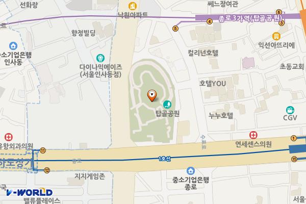 탑골공원 위치 지도 — 서울특별시 종로구 종로2가 38-1