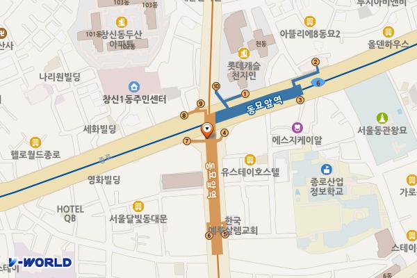 동묘앞역(6) 위치 지도 — 서울특별시 종로구 창신동 263-2 동묘앞역(6호선)