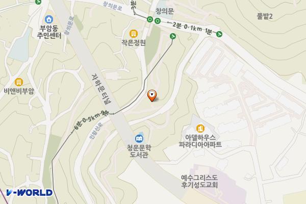인왕산 청운지구(2)(청운공원 화장실) 위치 지도 — 서울특별시 종로구 청운동 7-3