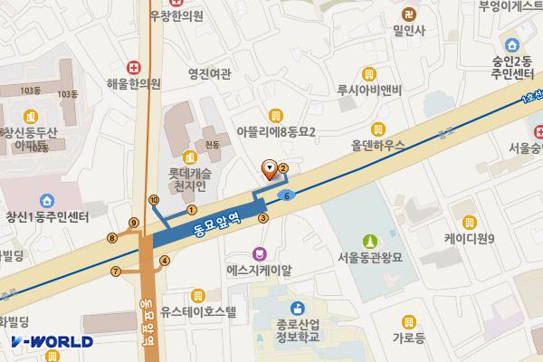 동묘앞역(1) 위치 지도 — 서울특별시 종로구 숭인동 117 동묘앞역(1호선)