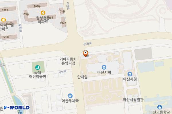 아산시청 부설주차장 위치 지도 — 충청남도 아산시 시민로 456