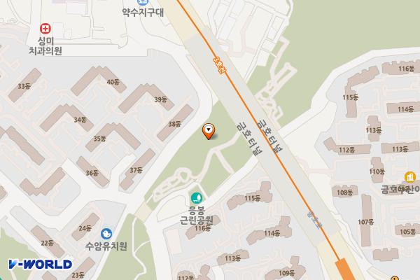 응봉근린공원(관리실 옆) 위치 지도 — 서울특별시 중구 신당동 351-104