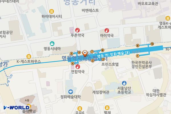 명동역지하상가 위치 지도 — 서울특별시 중구 퇴계로 지하124