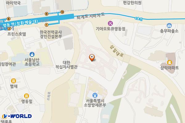 남산예장공영주차장 화장실 위치 지도 — 서울특별시 중구 퇴계로26길 36(예장동)