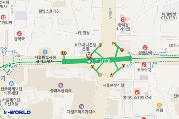을지로입구역(2) 화장실 위치 지도 — 서울특별시 중구 을지로 지하 42