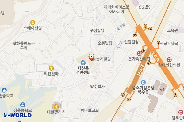 다산동공영주차장 화장실 위치 지도 — 서울특별시 중구 동호로15길 60