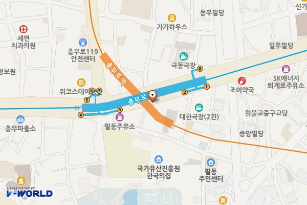 충무로역(4) 화장실 위치 지도 — 서울특별시 중구 퇴계로 지하 199