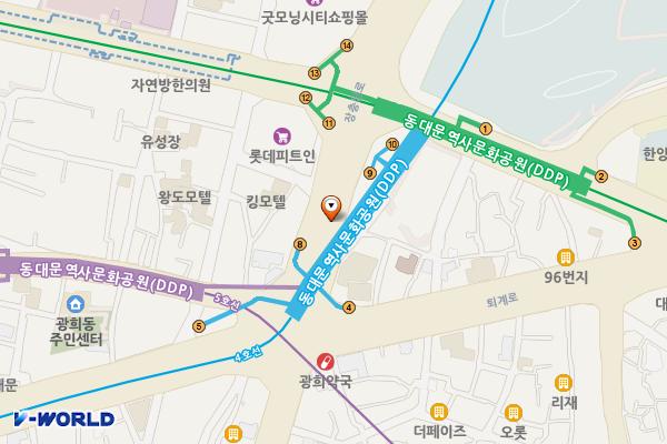 동대문역사문화공원역(4) 위치 지도 — 서울특별시 중구 장충단로 지하230, 동대문역사문화공원역 4호선 (광희동2가)