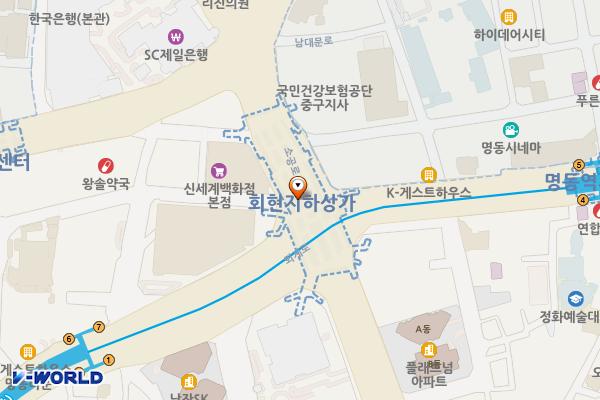 회현지하상가 위치 지도 — 서울특별시 중구 소공로 지하58