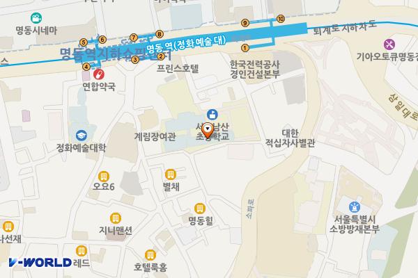 남산초등학교 위치 지도 — 서울특별시 중구 퇴계로22길 17, 남산초등학교 (남산동2가)