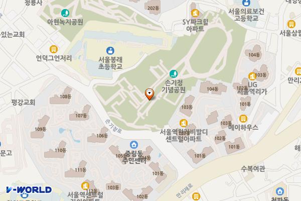 손기정체육공원 주차장 화장실 위치 지도 — 서울특별시 중구 손기정로 101