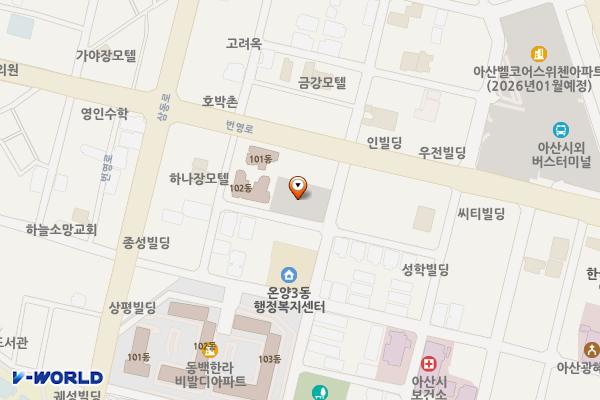 모종동 제1공영주차장 위치 지도 — 충청남도 아산시 번영로 196번길 7-9