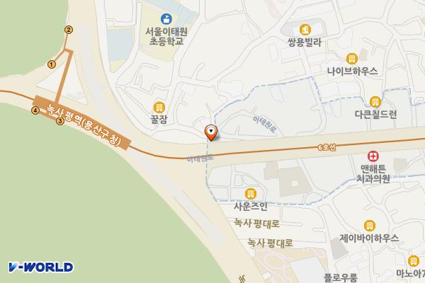 이태원1 공중화장실 위치 지도 — 서울특별시 용산구 녹사평대로40길 56