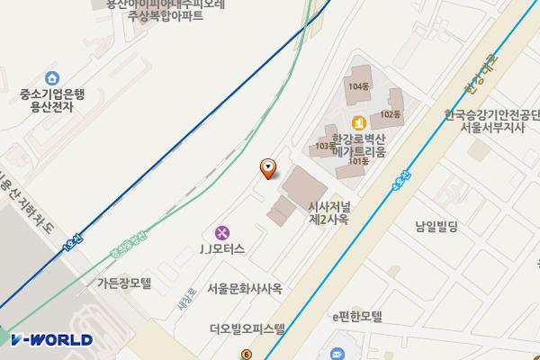 철길담장 옆 공중화장실 위치 지도 — 서울특별시 용산구 한강대로39길40