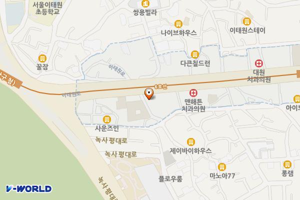 국제아케이드 개방화장실 위치 지도 — 서울특별시 용산구 이태원로 148 (이태원동)
