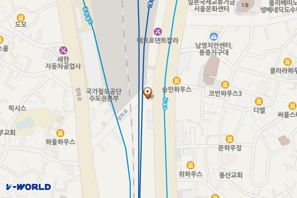 용산푸드뱅크마켓 위치 지도 — 서울특별시 용산구 한강대로 345 (갈월동, 용산구 푸드마켓 (구 갈월파출소))