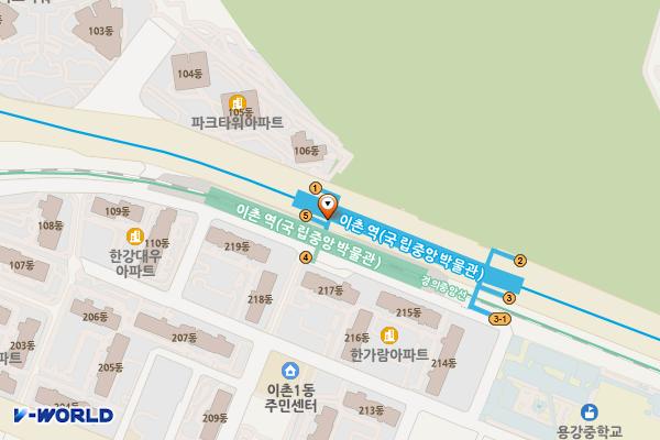 이촌역(4호선) 위치 지도 — 서울특별시 용산구 서빙고로 지하 83 (용산동5가, 4호선 이촌역)
