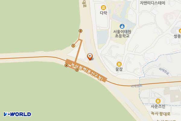 녹사평역(6호선) 위치 지도 — 서울특별시 용산구 녹사평대로 지하 195 (용산동4가, 6호선 녹사평역)