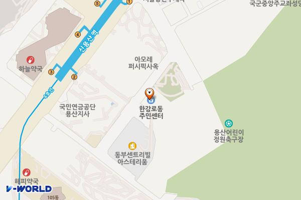 한강로동 주민센터 위치 지도 — 서울특별시 용산구 한강대로38길 28 (한강로2가, 한강로동주민센터)