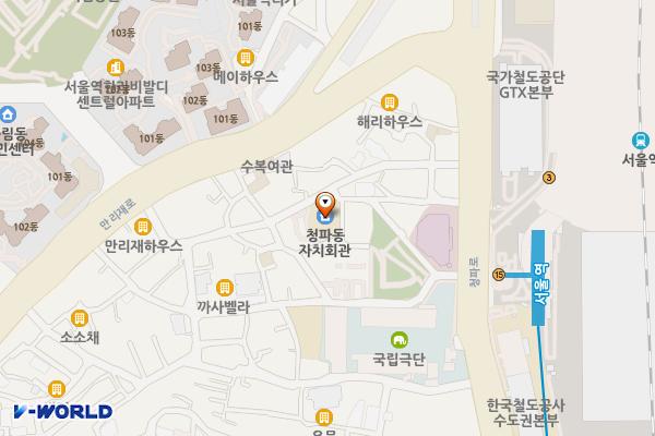 청파동 주민센터 별관 위치 지도 — 서울특별시 용산구 청파로93길 27 (서계동, 청파도서관)