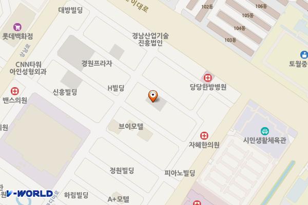 삼원회관 노외 위치 지도 — 경상남도 창원시 성산구 상남동 12-2