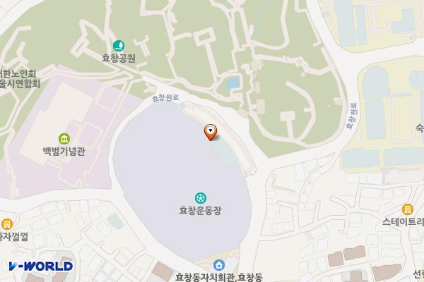 효창운동장화장실 위치 지도 — 서울특별시 용산구 효창원로 177-15