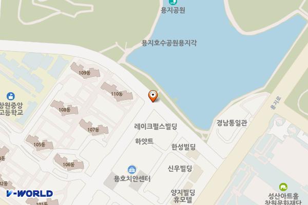 용지호수 앞 노상 위치 지도 — 경상남도 창원시 성산구 용호동 500-8
