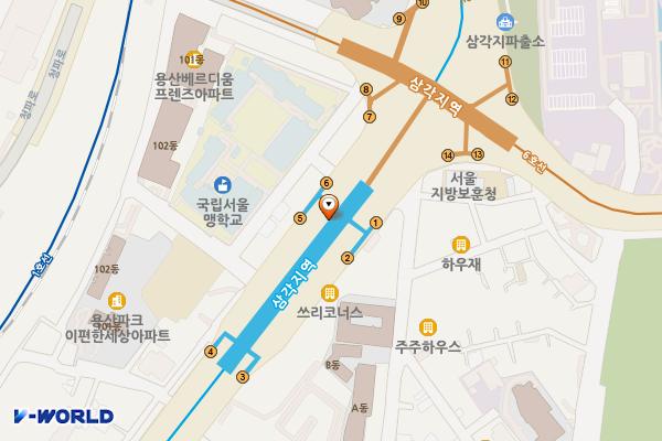 삼각지역(4호선) 위치 지도 — 서울특별시 용산구 한강대로 지하 180 (한강로1가, 4호선 삼각지역)
