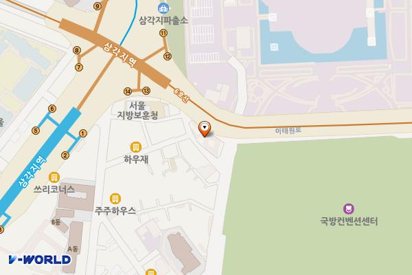 삼각지 어린이공원 위치 지도 — 서울특별시 용산구 용산3가 1-96