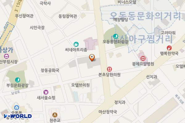 창동통합상가 공영주차장 위치 지도 — 경상남도 창원시 마산합포구 동성동 158