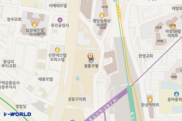 성동종합행정마을 옥외화장실 위치 지도 — 서울특별시 성동구 고산자로 270, 서울특별시 성동구청 (행당동)