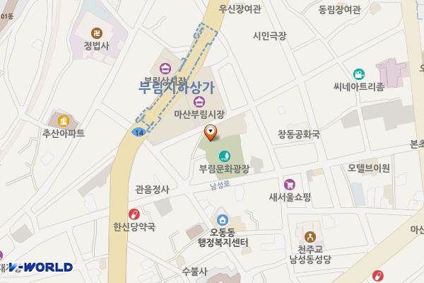 부림 문화광장 공영주차장 위치 지도 — 경상남도 창원시 마산합포구 부림동 71-1