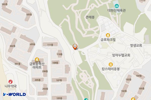 대현산공원(간) 위치 지도 — 서울특별시 성동구 금호동1가 산 37-1