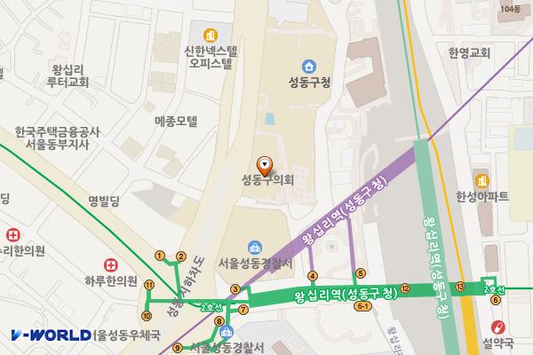 서울시립성동청소년수련관 위치 지도 — 서울특별시 성동구 고산자로 260, 청소년수련관 (행당동)