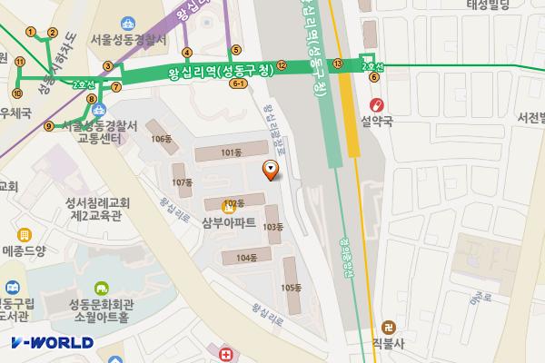 삼부아파트 상가 위치 지도 — 서울특별시 성동구 왕십리로 280(행당동, 서울숲삼부아파트)