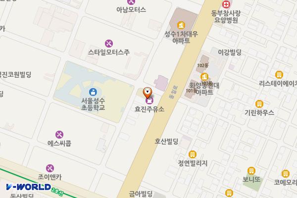 효진주유소 위치 지도 — 서울특별시 성동구 동일로 129, 효진주유소 (성수동2가)