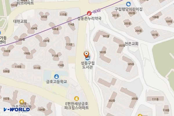 성동구립금호도서관 위치 지도 — 서울특별시 성동구 난계로 20, 금호작은도서관(금호동1가)