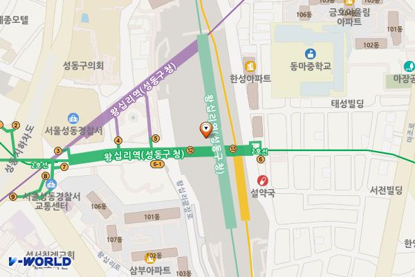 왕십리역(수인분당선,경의중앙선) 위치 지도 — 서울특별시 성동구 왕십리광장로 17