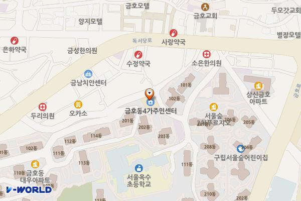 금호4가동주민센터 화장실 위치 지도 — 서울특별시 성동구 독서당로46길 26, 금호4가동주민센터 (금호동4가)