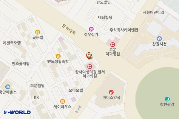 한서병원 앞공영주차장(위탁) 위치 지도 — 경상남도 창원시 성산구 중앙동 517-3
