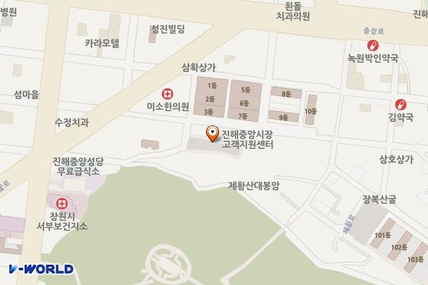 진해중앙시장 공영주차장 위치 지도 — 경상남도 창원시 진해구 송학동 52-48