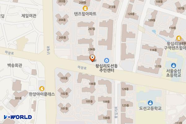 텐즈힐상가(203동) 위치 지도 — 서울특별시 성동구 마장로 137 (상왕십리동, 텐즈힐)